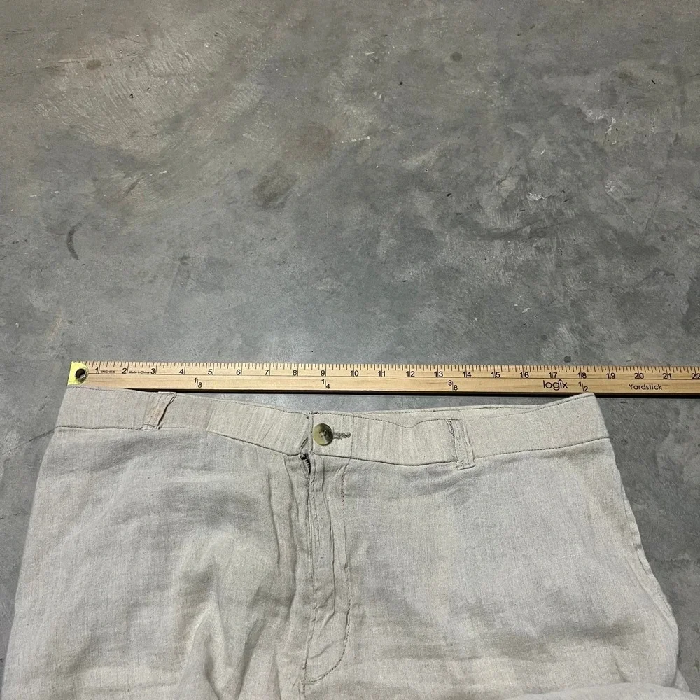 Cariloha Bamboo Linen Blend Pants Mens 36x32 Beige Oatmeal Straight Leg Summer